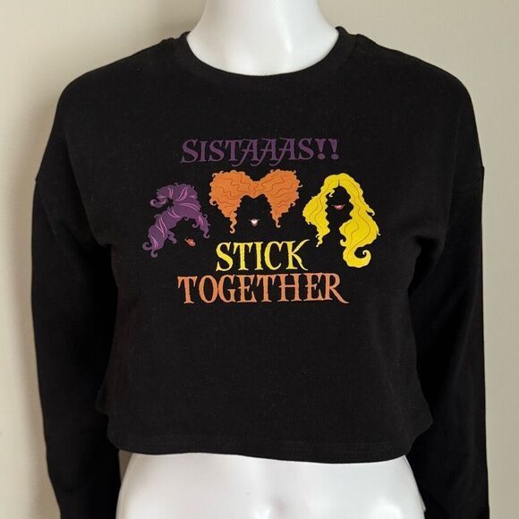 Hocus Pocus Sanderson Sisters Witches Cropped Long Sleeve Tee Size XS - Picture 2 of 6